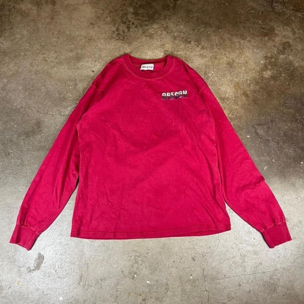 Vintage 90s embroidered Oregon long sleeve red shirt Size men's Large